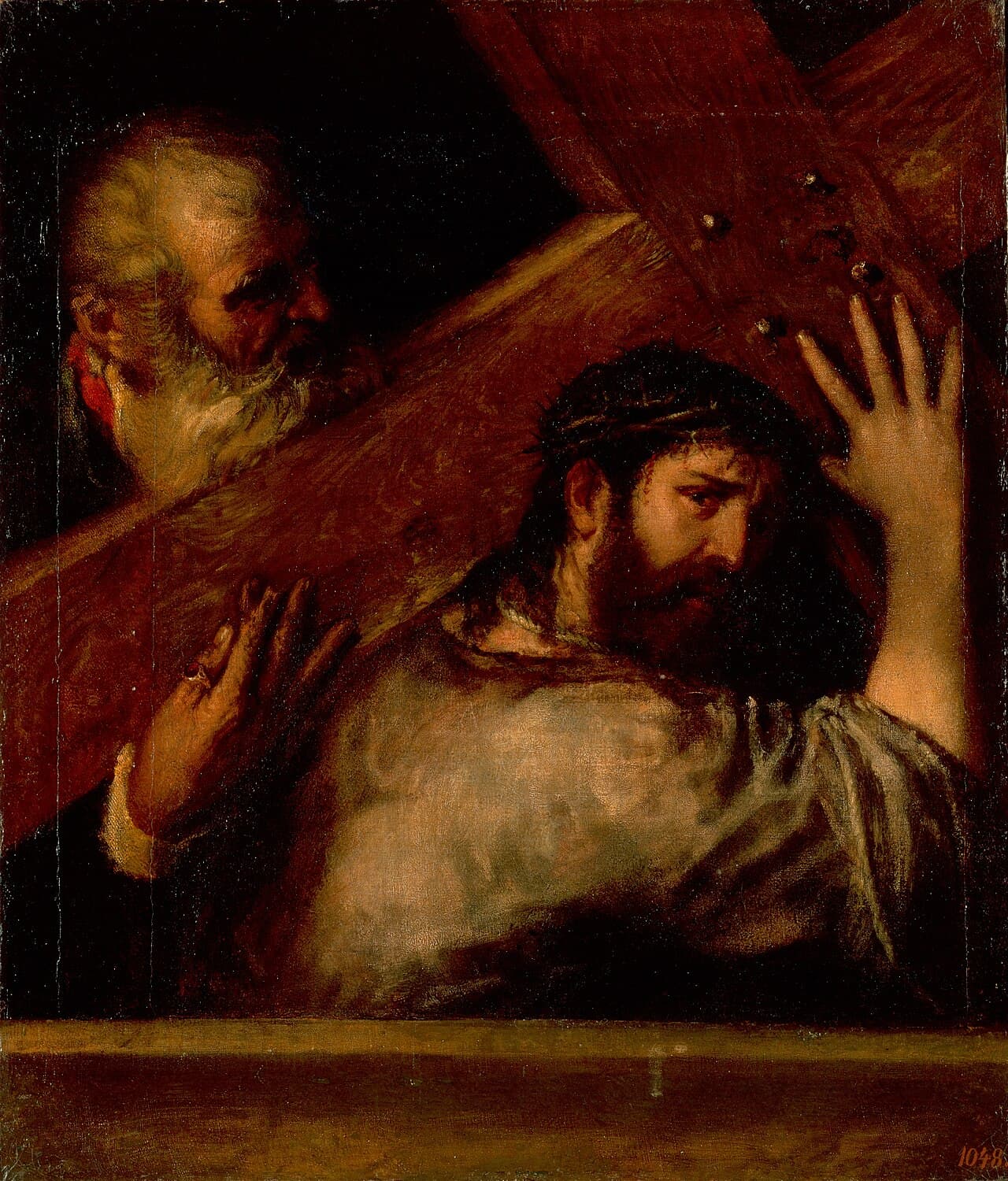 Christ Carrying the Cross — Titian, c. 1565 (with Simon of Cyrene, the fifth station)