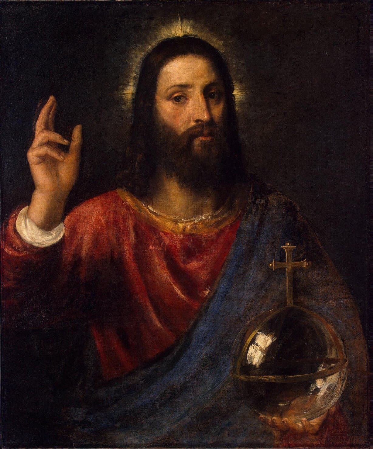 Salvator Mundi (Christ Blessing) — Titian, c. 1570 (Hermitage Museum)