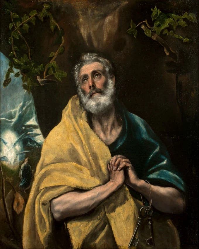 El Greco's Tears of St. Peter, the apostle weeping with hands clasped