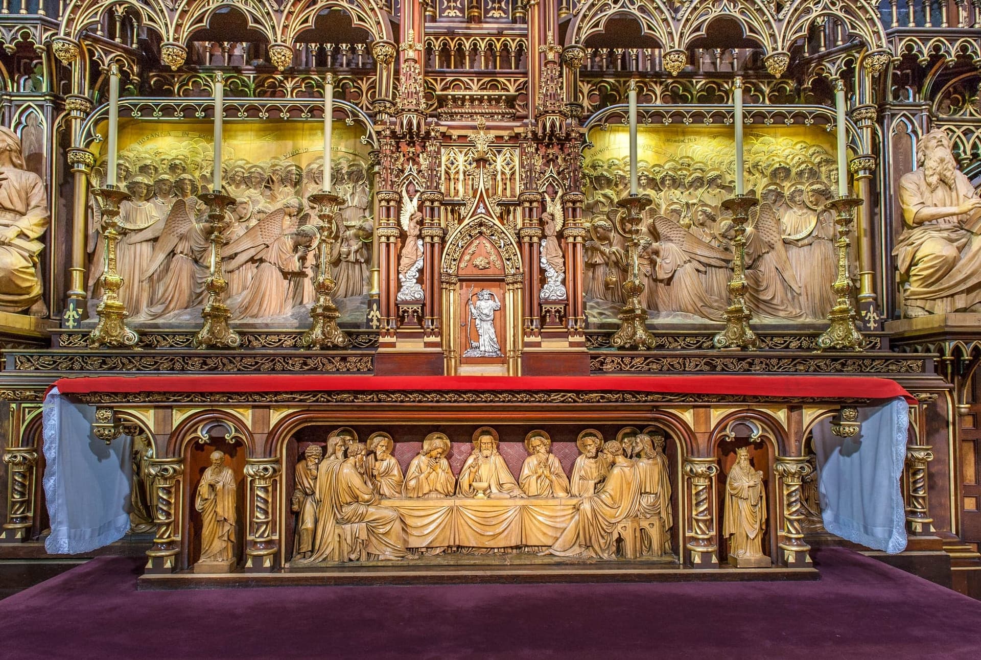 The high altar of Notre-Dame Basilica, Montréal, carved with the Last Supper