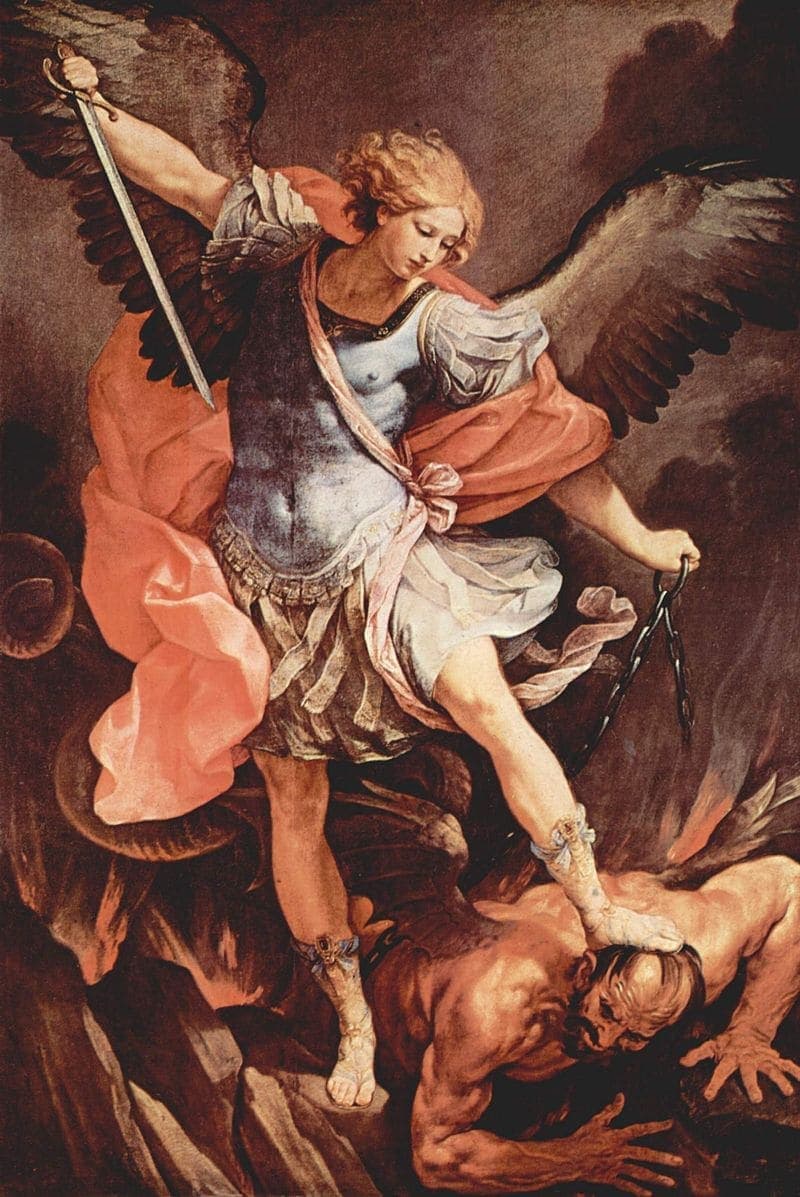 Guido Reni's St. Michael the Archangel treading upon the devil, sword raised