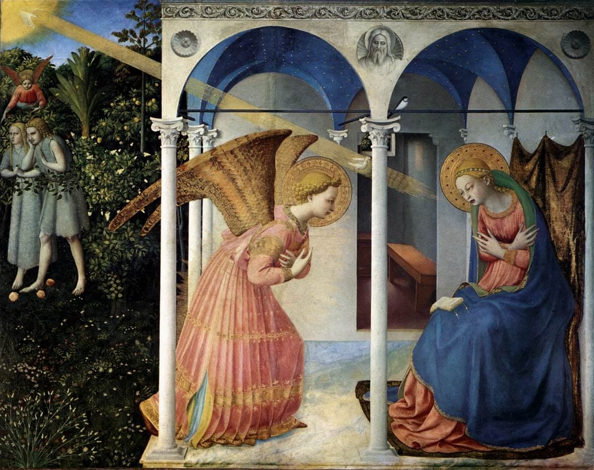 The Annunciation, the angel Gabriel greeting the Virgin Mary